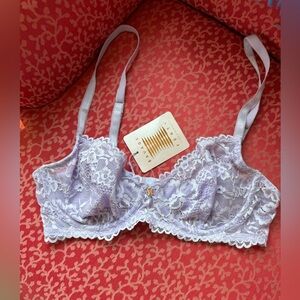 Savage X Fenty Unlined Lavender Lace Bra, Size 32 C, New with Tags